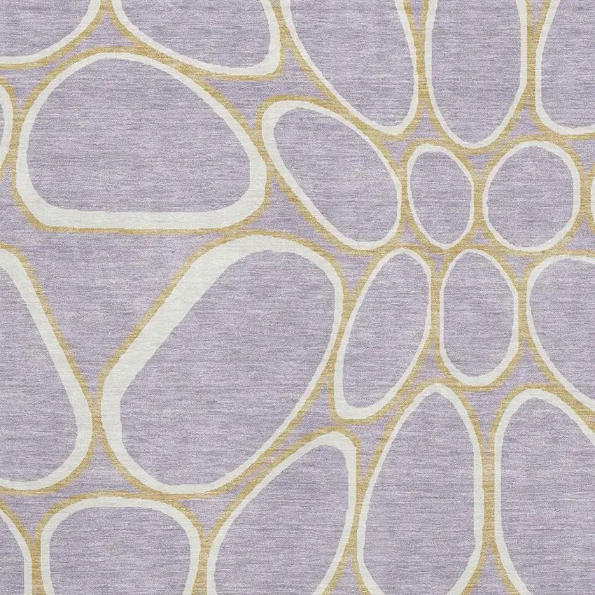 Lavender Gold And Ivory Geometric Washable Area Rug With UV Protection Photo 2