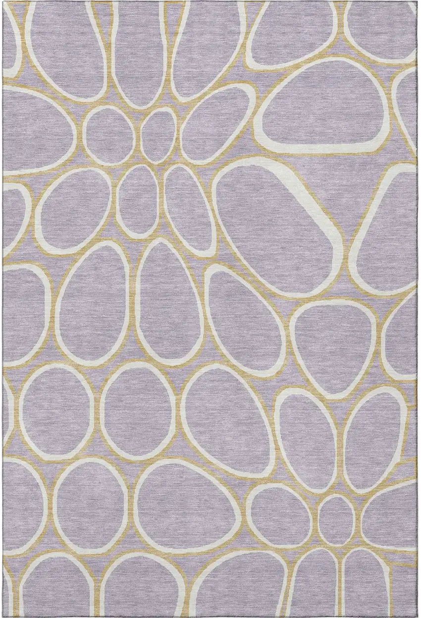 Lavender Gold And Ivory Geometric Washable Area Rug With UV Protection Photo 3