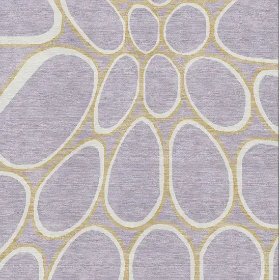 Lavender Gold And Ivory Geometric Washable Area Rug With UV Protection Photo 2