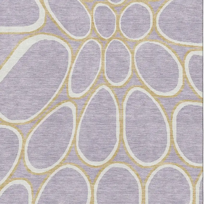 Lavender Gold And Ivory Geometric Washable Area Rug With UV Protection Photo 2