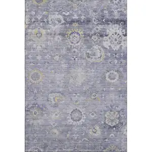 Photo of Lavender Gold And Ivory Oriental Washable Area Rug With UV Protection