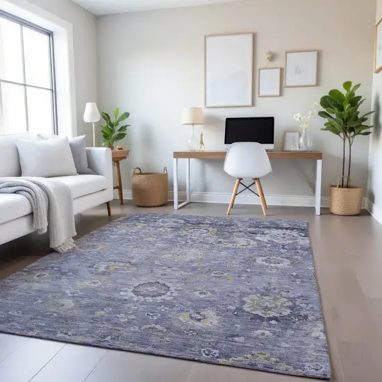 Lavender Gold And Ivory Oriental Washable Area Rug With UV Protection Photo 4