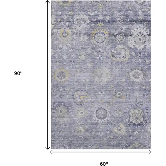 Lavender Gold And Ivory Oriental Washable Area Rug With UV Protection Photo 7