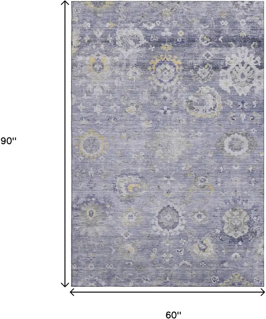 Lavender Gold And Ivory Oriental Washable Area Rug With UV Protection Photo 7