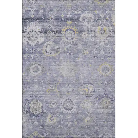 Lavender Gold And Ivory Oriental Washable Area Rug With UV Protection Photo 3