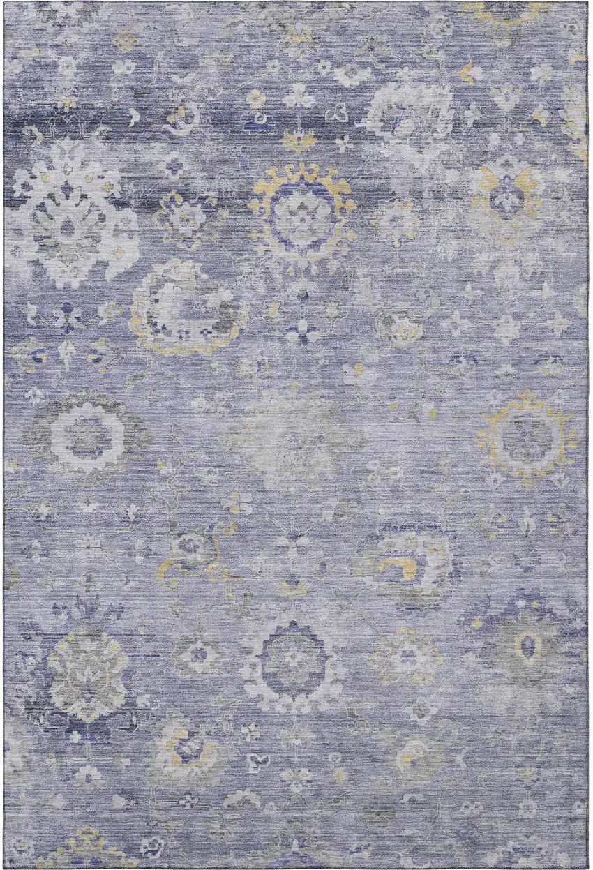 Lavender Gold And Ivory Oriental Washable Area Rug With UV Protection Photo 3