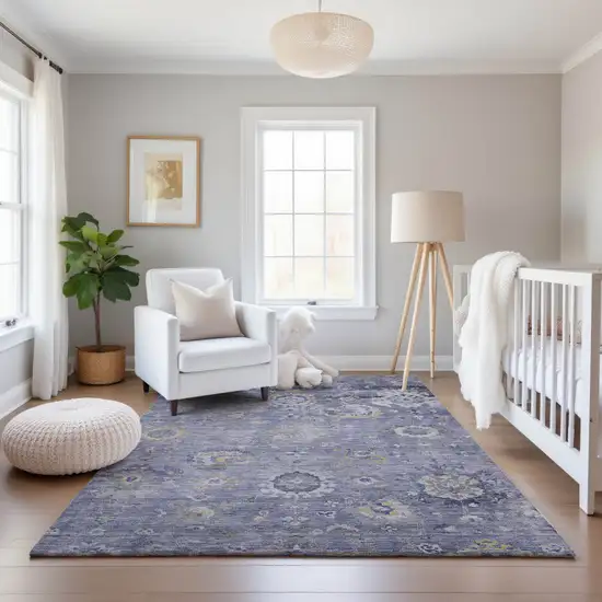 Lavender Gold And Ivory Oriental Washable Area Rug With UV Protection Photo 5