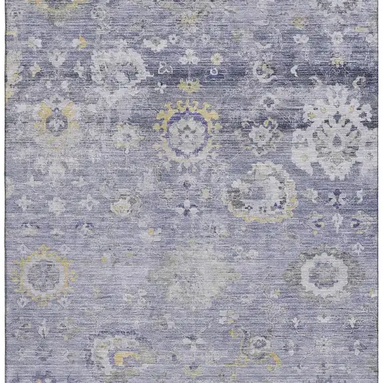 Lavender Gold And Ivory Oriental Washable Area Rug With UV Protection Photo 3