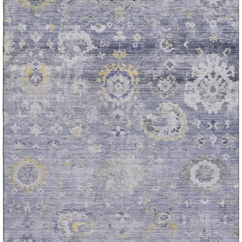 Lavender Gold And Ivory Oriental Washable Area Rug With UV Protection Photo 3