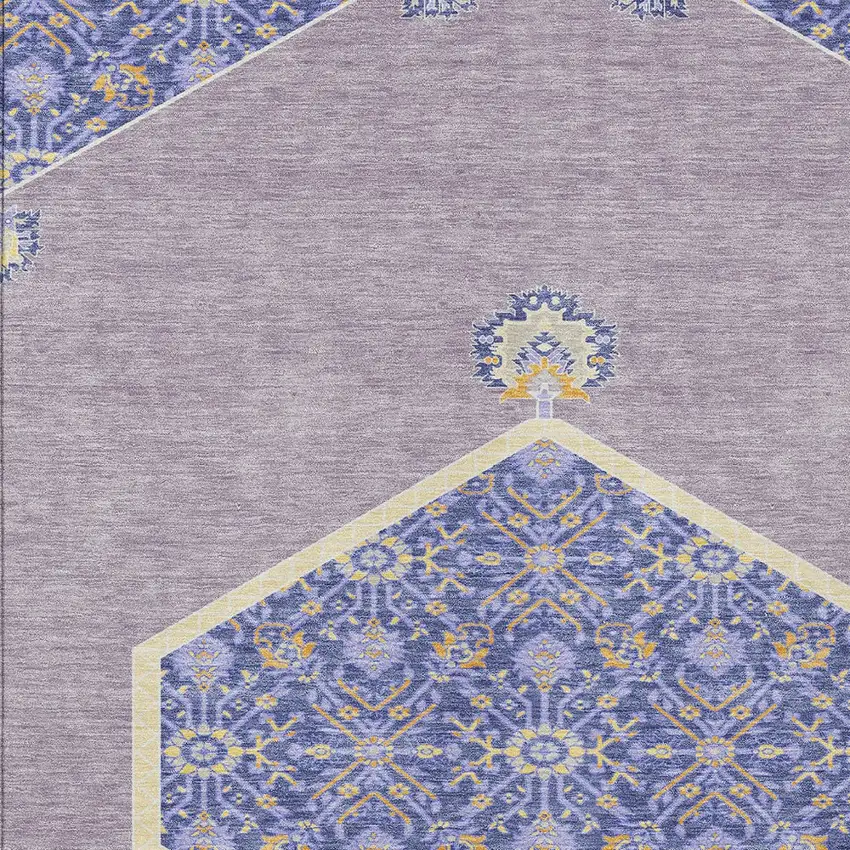 Lavender Gold And Purple Oriental Washable Indoor Outdoor Area Rug Photo 6