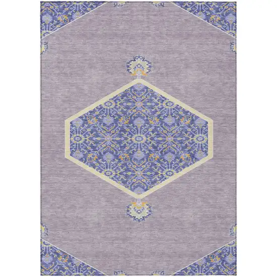 Lavender Gold And Purple Oriental Washable Indoor Outdoor Area Rug Photo 2