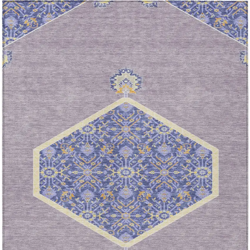 Lavender Gold And Purple Oriental Washable Indoor Outdoor Area Rug Photo 7