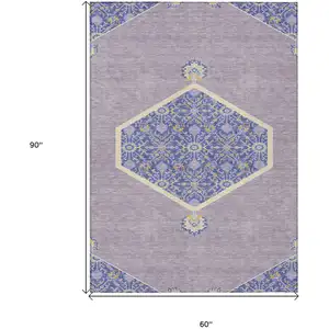 Photo of Lavender Gold And Purple Oriental Washable Indoor Outdoor Area Rug