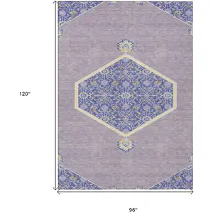Photo of Lavender Gold And Purple Oriental Washable Indoor Outdoor Area Rug