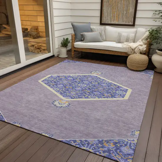 Lavender Gold And Purple Oriental Washable Indoor Outdoor Area Rug Photo 8
