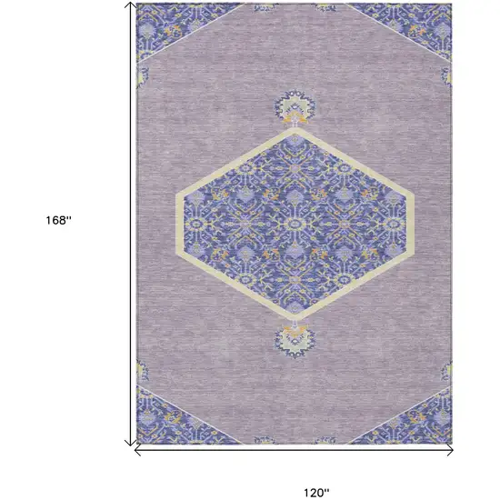 Lavender Gold And Purple Oriental Washable Indoor Outdoor Area Rug Photo 3