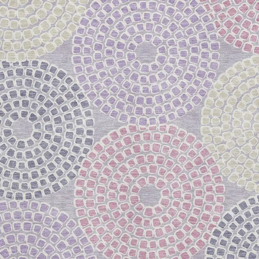 Lavender Gray And Blush Geometric Washable Area Rug With UV Protection Photo 3