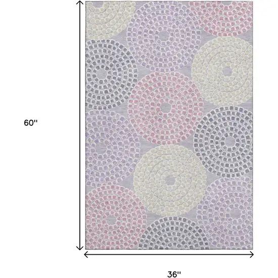 Lavender Gray And Blush Geometric Washable Area Rug With UV Protection Photo 3