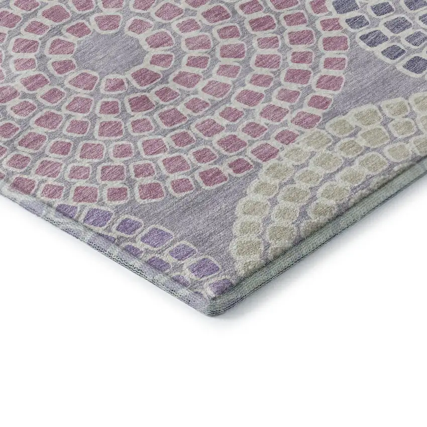 Lavender Gray And Blush Geometric Washable Area Rug With UV Protection Photo 8