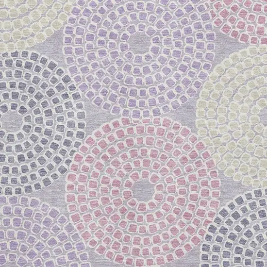 Lavender Gray And Blush Geometric Washable Area Rug With UV Protection Photo 3