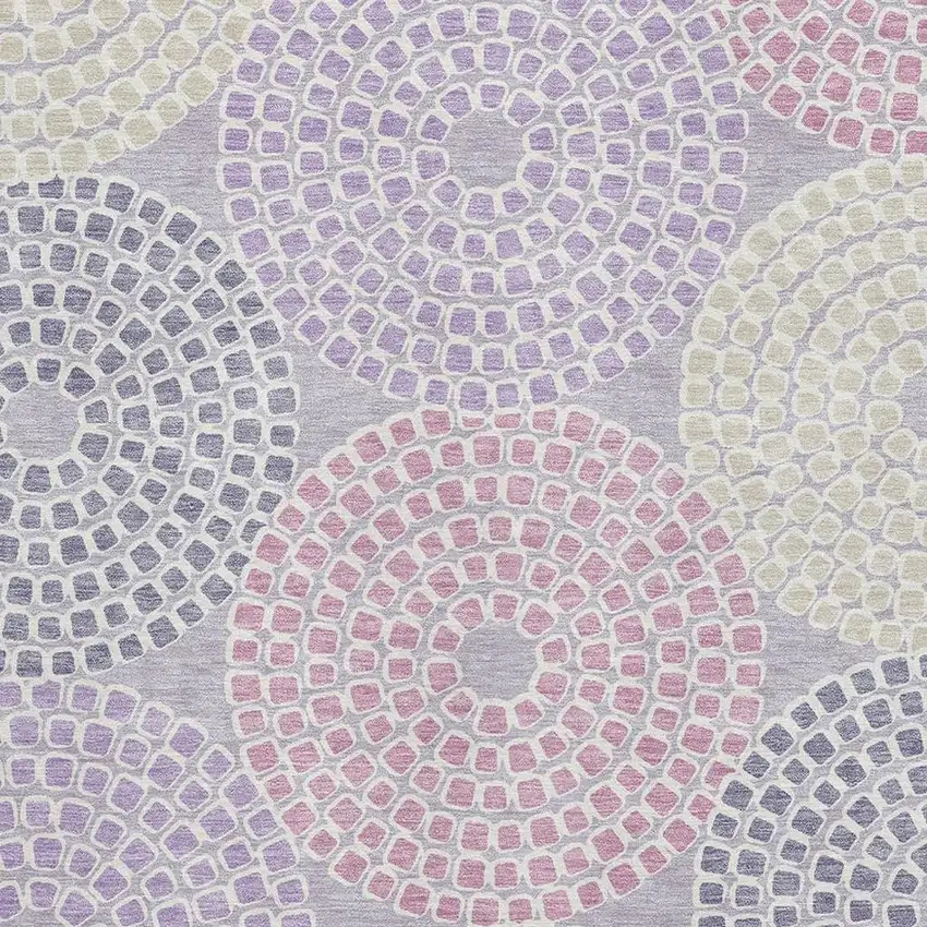 Lavender Gray And Blush Geometric Washable Area Rug With UV Protection Photo 3