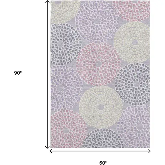 Lavender Gray And Blush Geometric Washable Area Rug With UV Protection Photo 7
