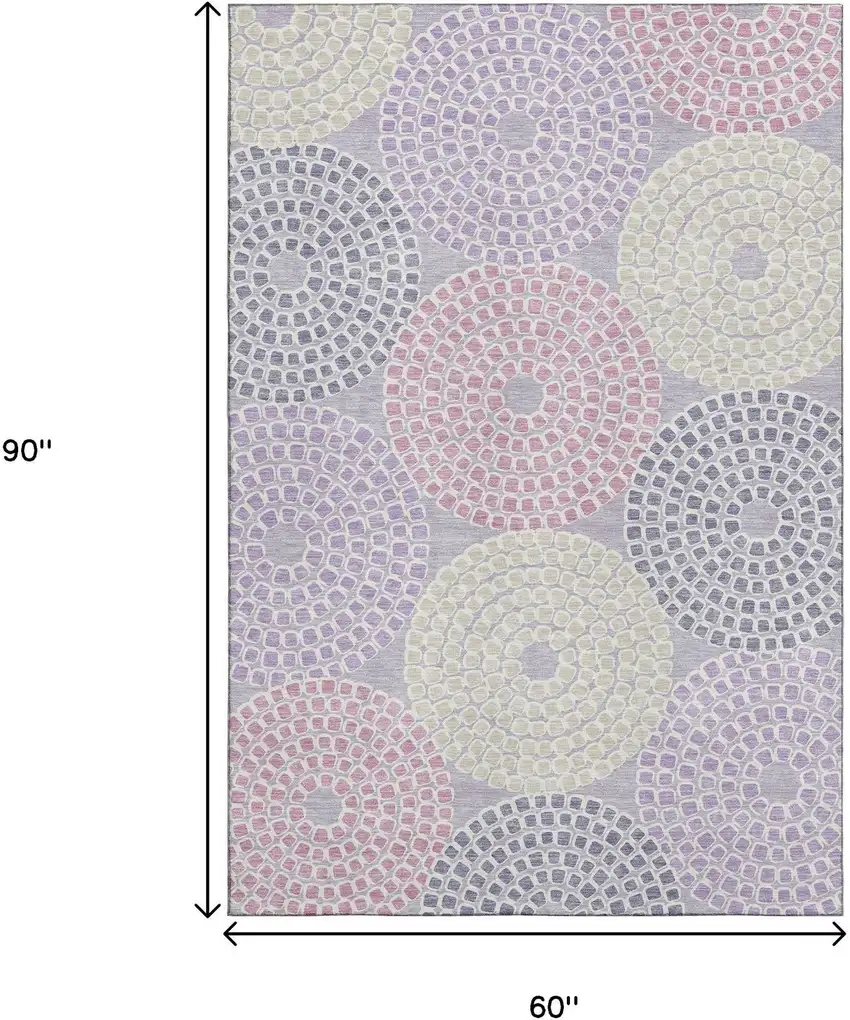 Lavender Gray And Blush Geometric Washable Area Rug With UV Protection Photo 7