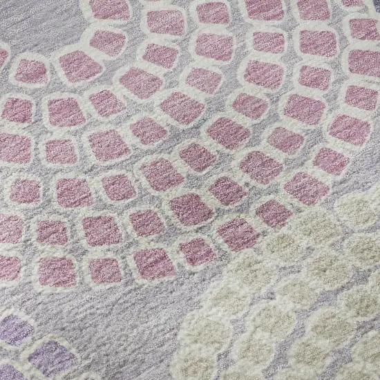 Lavender Gray And Blush Geometric Washable Area Rug With UV Protection Photo 9