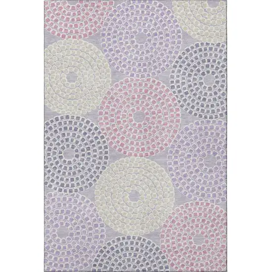 Lavender Gray And Blush Geometric Washable Area Rug With UV Protection Photo 4