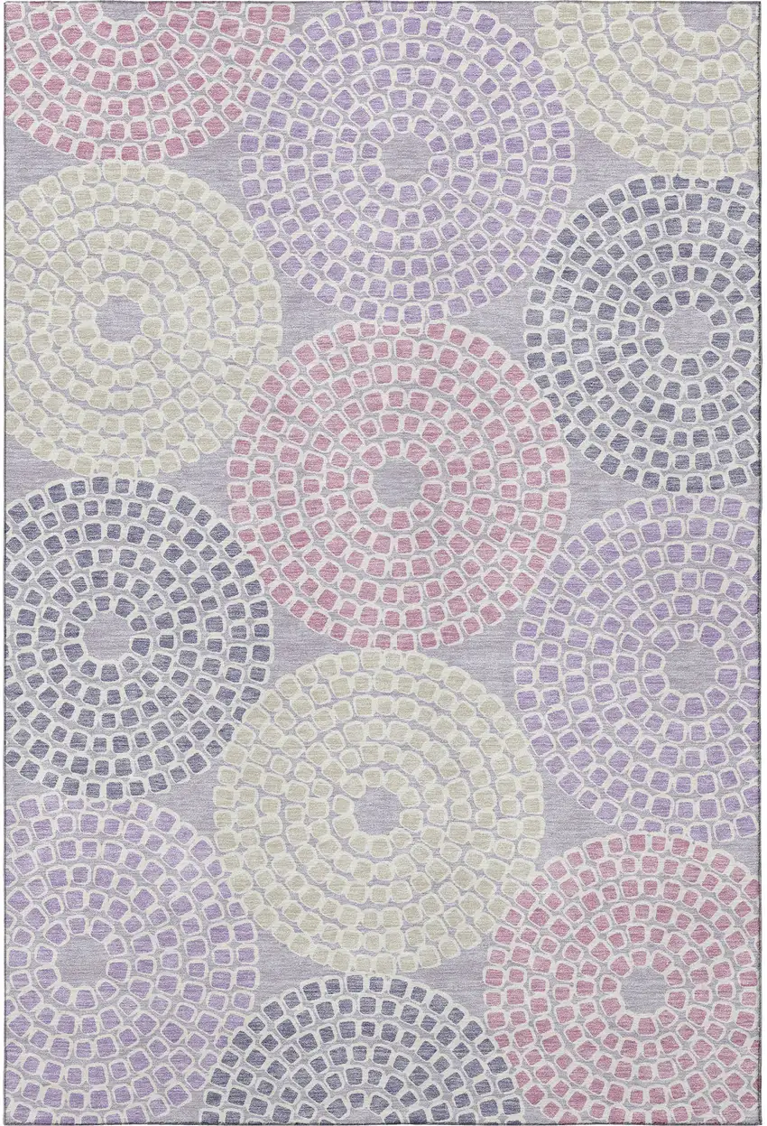 Lavender Gray And Blush Geometric Washable Area Rug With UV Protection Photo 4