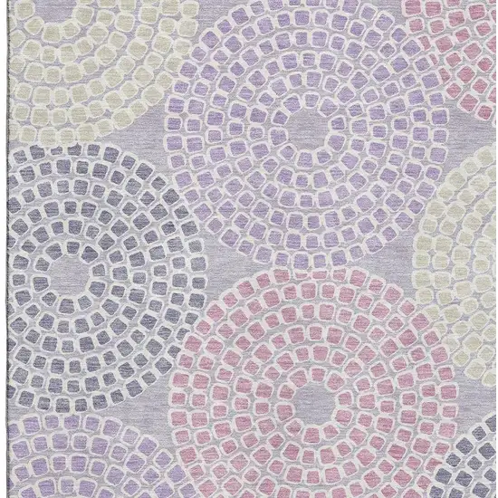 Lavender Gray And Blush Geometric Washable Area Rug With UV Protection Photo 3