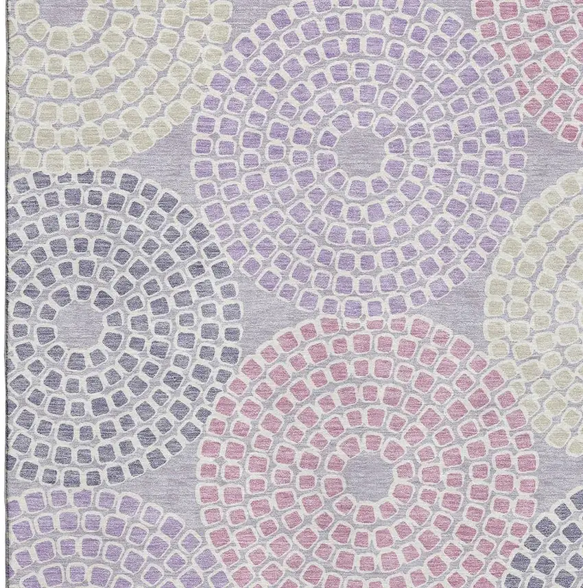 Lavender Gray And Blush Geometric Washable Area Rug With UV Protection Photo 3