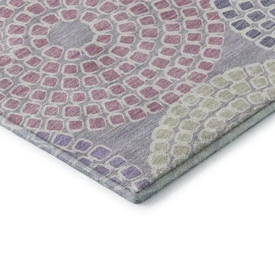 Lavender Gray And Blush Geometric Washable Area Rug With UV Protection Photo 8