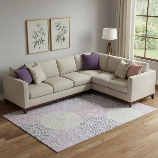 Lavender Gray And Blush Geometric Washable Area Rug With UV Protection Photo 1