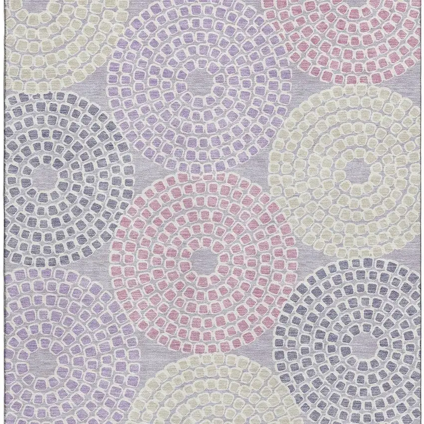 Lavender Gray And Blush Geometric Washable Area Rug With UV Protection Photo 4
