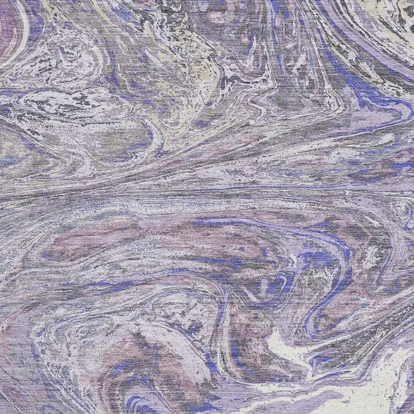 Lavender Gray And Ivory Abstract Washable Area Rug With UV Protection Photo 2