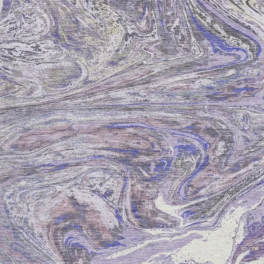 Lavender Gray And Ivory Abstract Washable Area Rug With UV Protection Photo 2