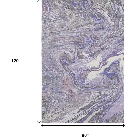Lavender Gray And Ivory Abstract Washable Area Rug With UV Protection Photo 8