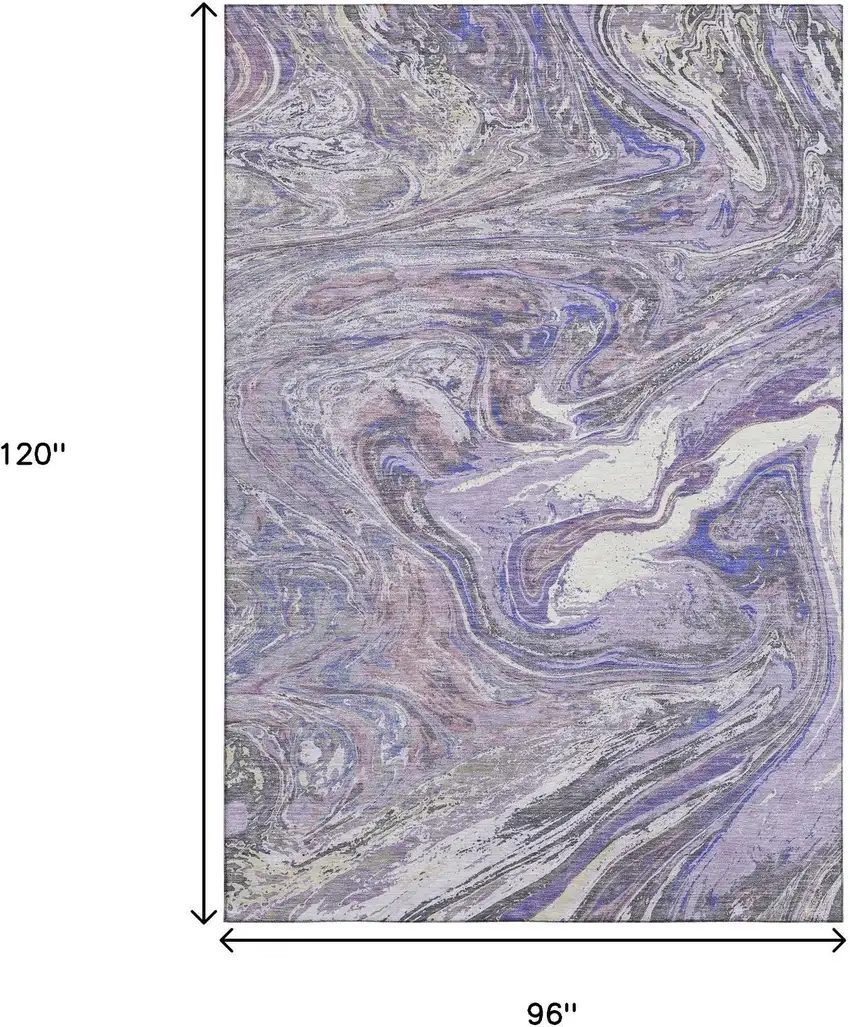 Lavender Gray And Ivory Abstract Washable Area Rug With UV Protection Photo 8