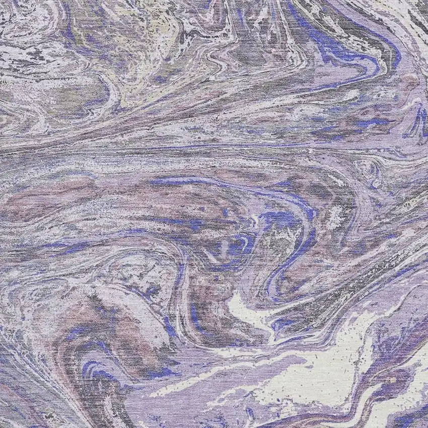 Lavender Gray And Ivory Abstract Washable Area Rug With UV Protection Photo 2