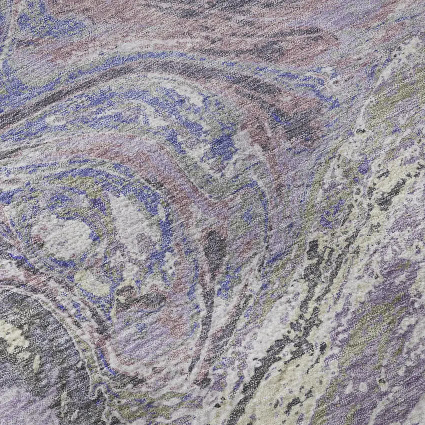 Lavender Gray And Ivory Abstract Washable Area Rug With UV Protection Photo 9