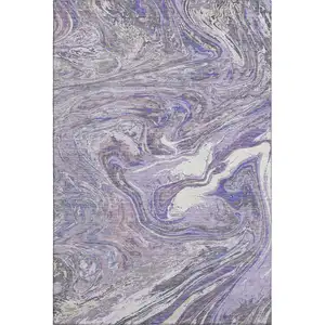 Photo of Lavender Gray And Ivory Abstract Washable Area Rug With UV Protection
