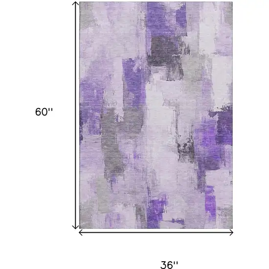 Lavender Gray And Ivory Abstract Washable Area Rug With UV Protection Photo 9