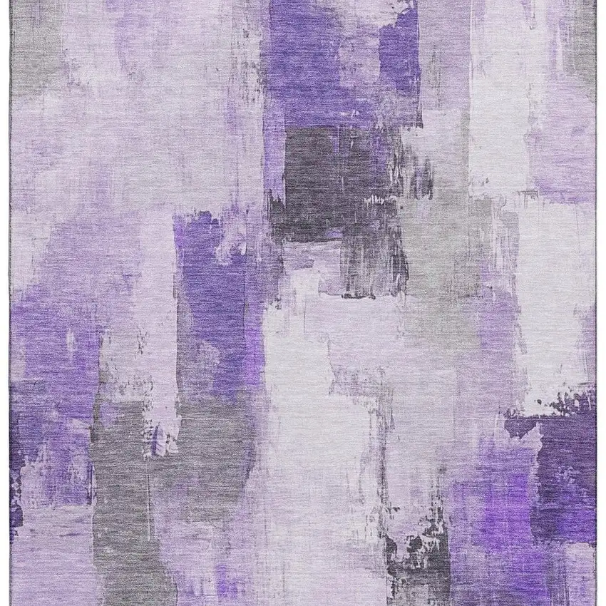 Lavender Gray And Ivory Abstract Washable Area Rug With UV Protection Photo 4