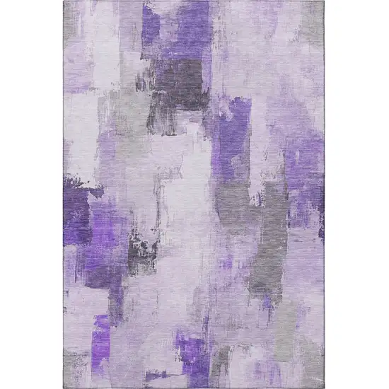 Lavender Gray And Ivory Abstract Washable Area Rug With UV Protection Photo 4