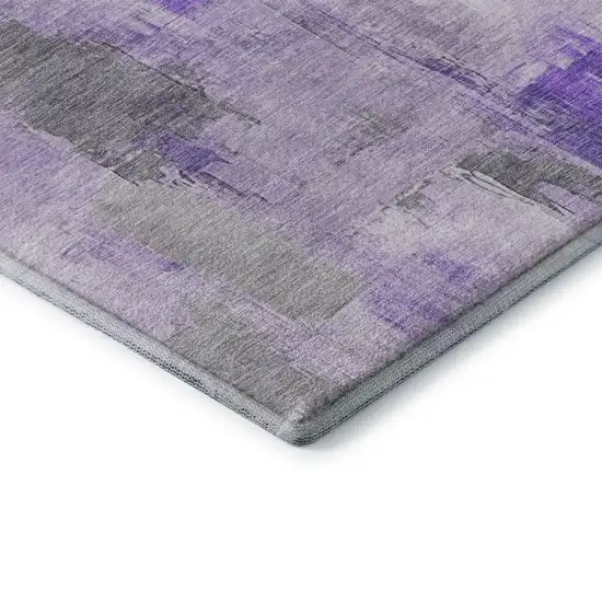 Lavender Gray And Ivory Abstract Washable Area Rug With UV Protection Photo 8