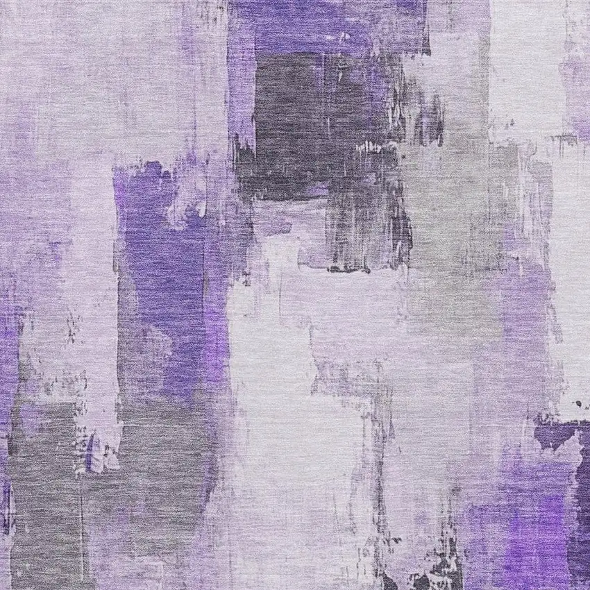 Lavender Gray And Ivory Abstract Washable Area Rug With UV Protection Photo 3