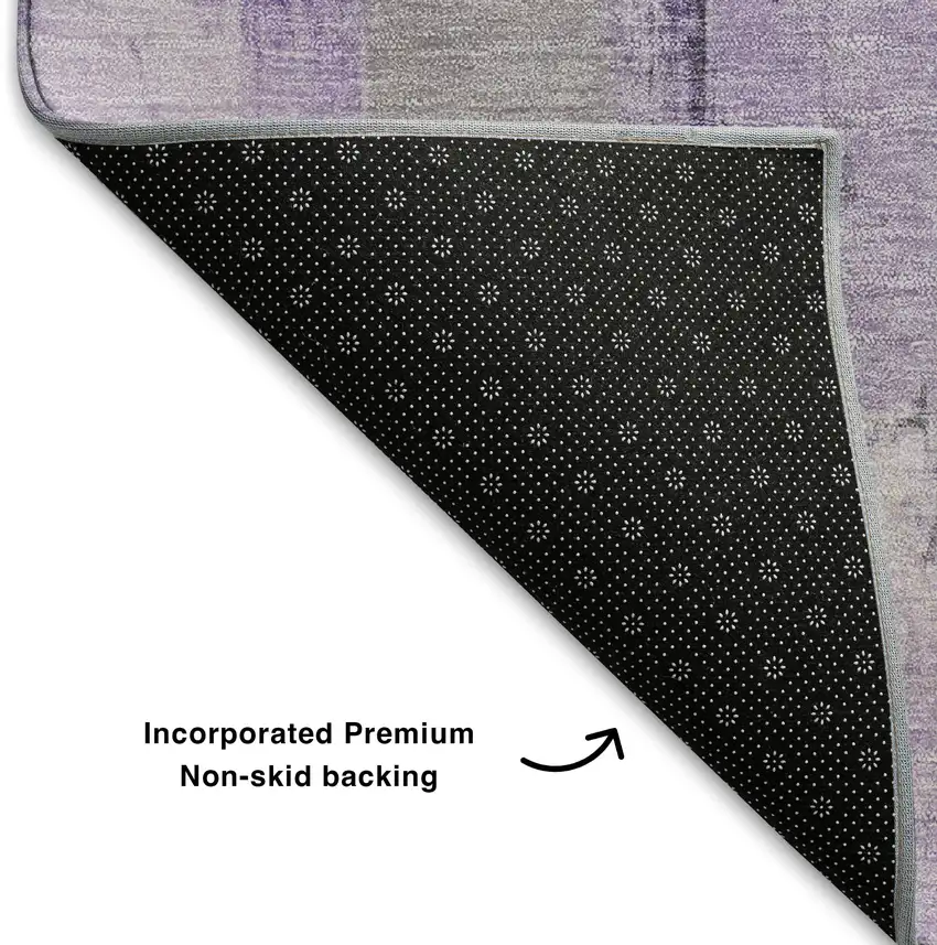 Lavender Gray And Ivory Abstract Washable Area Rug With UV Protection Photo 7