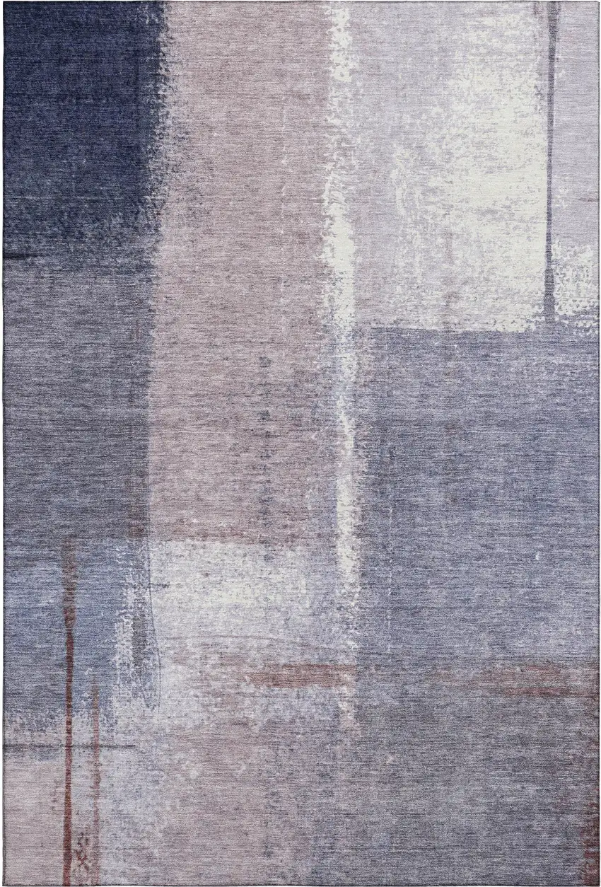 Lavender Gray And Ivory Abstract Washable Area Rug With UV Protection Photo 1