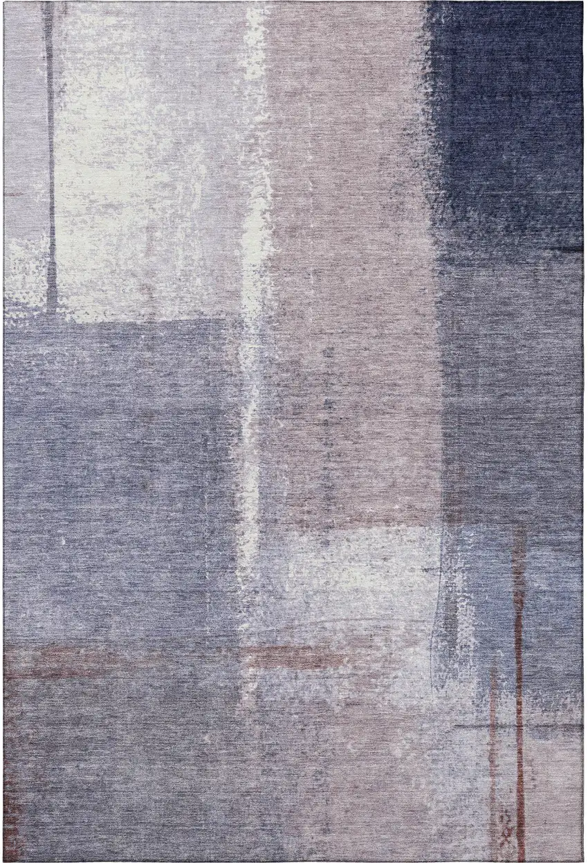 Lavender Gray And Ivory Abstract Washable Area Rug With UV Protection Photo 4